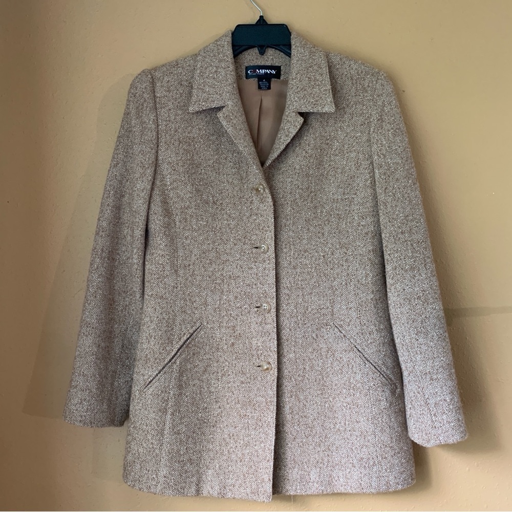 Ellen Tracy Wool Tan Woven Coat